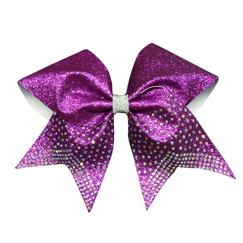 Sports Bra With Bow Cheer Apparel Matching Rhinestone Cheer Bow For Team Competition Outfits