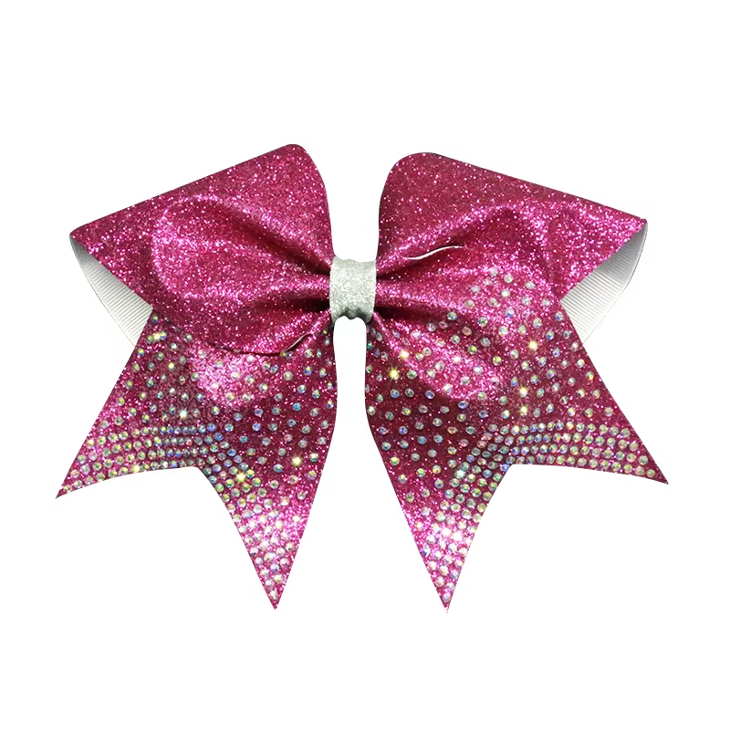 Sports Bra With Bow Cheer Apparel Matching Rhinestone Cheer Bow For Team Competition Outfits