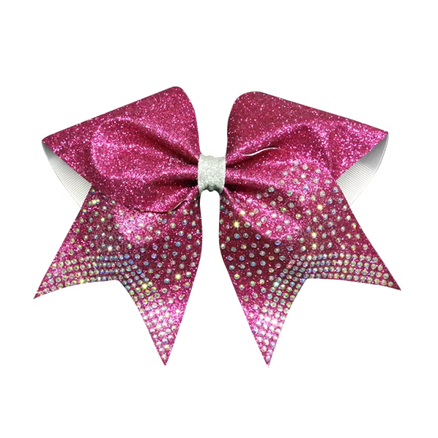 Sports Bra With Bow Cheer Apparel Matching Rhinestone Cheer Bow For Team Competition Outfits
