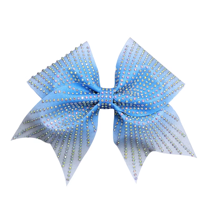 Pink Glitter Cheer Bows With Teardrop Rhinestones Custom Wolves Style For Cheer Competition Wear