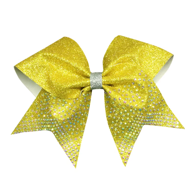 Sports Bra With Bow Cheer Apparel Matching Rhinestone Cheer Bow For Team Competition Outfits