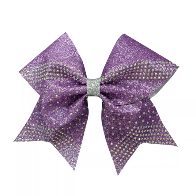 Rainbow Cheer Practice Wear Matching Glitter Cheer Bows Custom Rhinestone Design For Team Use