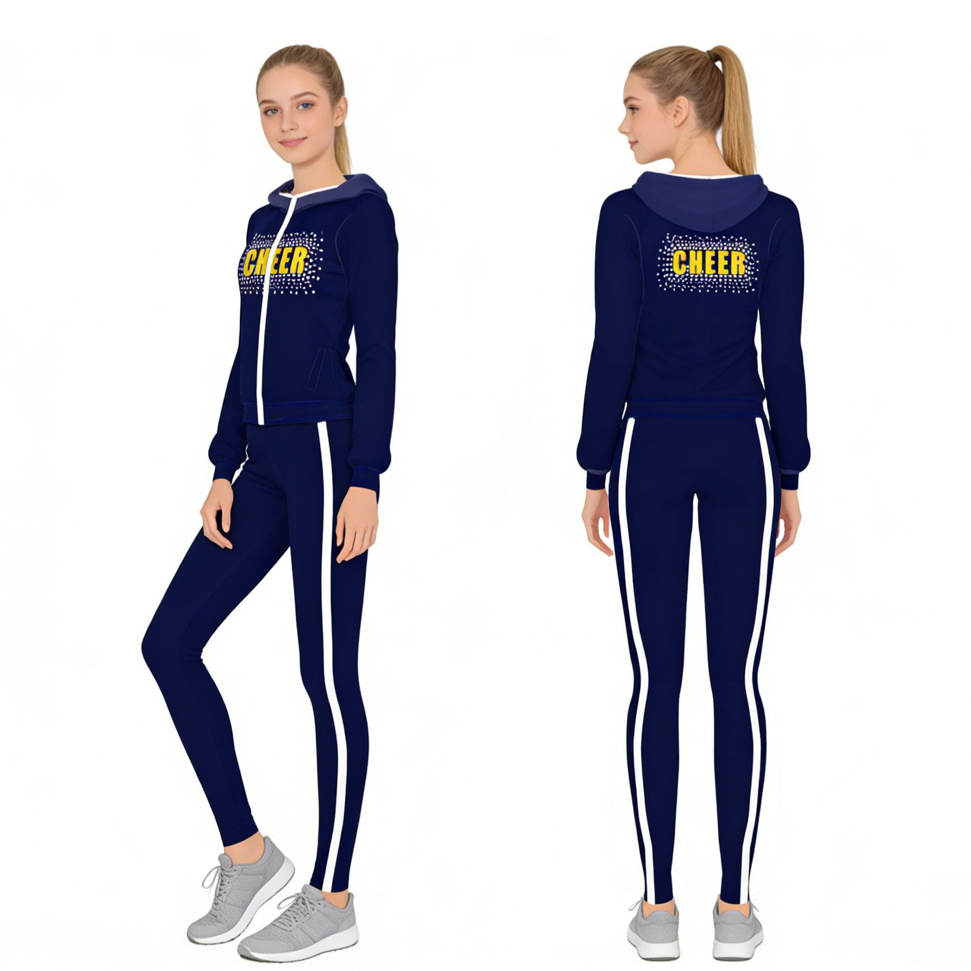 Warm Up Suits For Cheerleading Squads Slim Athletic Design Custom Printed Details For Team Unified Appearance