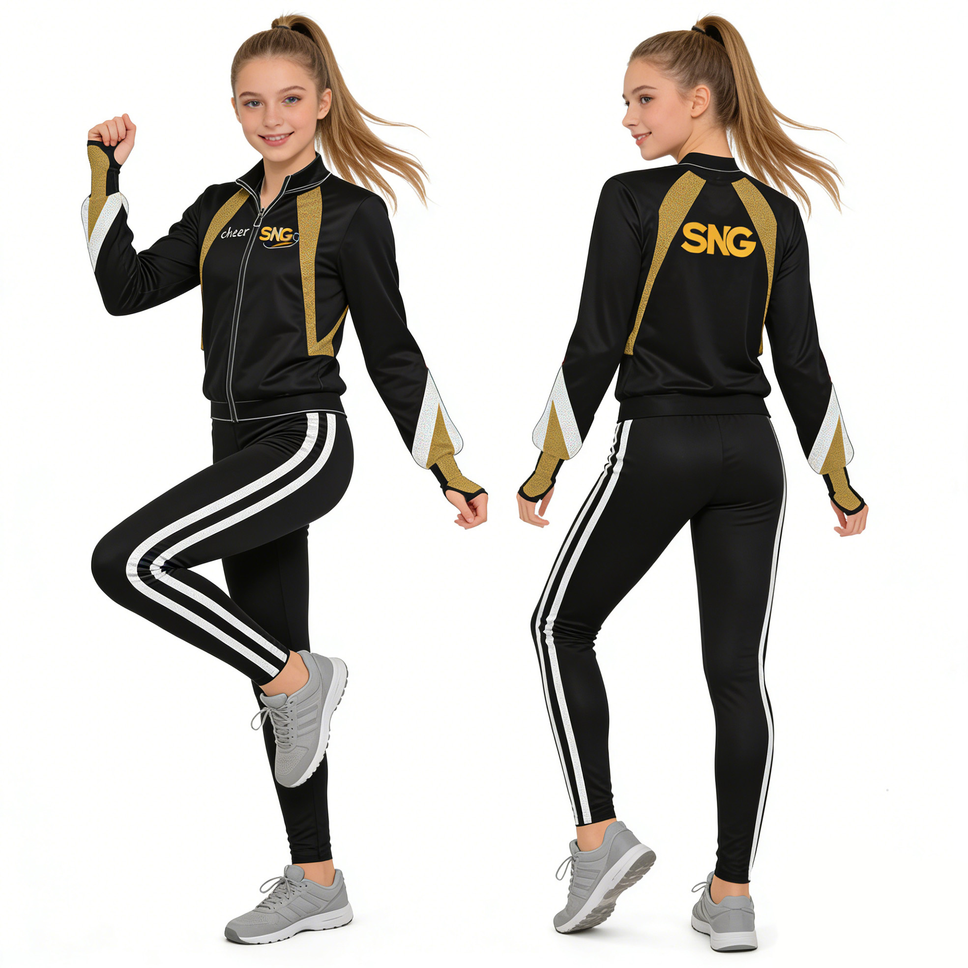 Bling Rhinestone Cheer Warm Up Sets Fashion Decorative Elements For Game Day Cheer Team Visual Matching Outfits