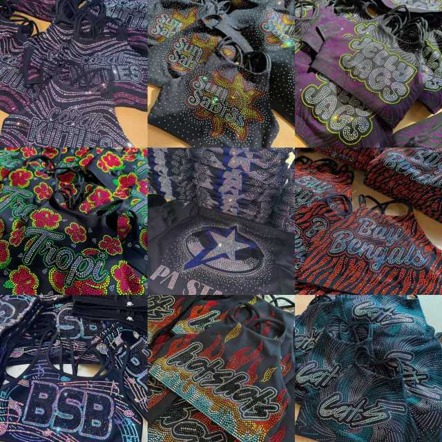 Wholesale Custom Rhinestone Transfers Bulk Crystal Glass Material Heat Press Applique Patches For Garment Factory Bulk Production