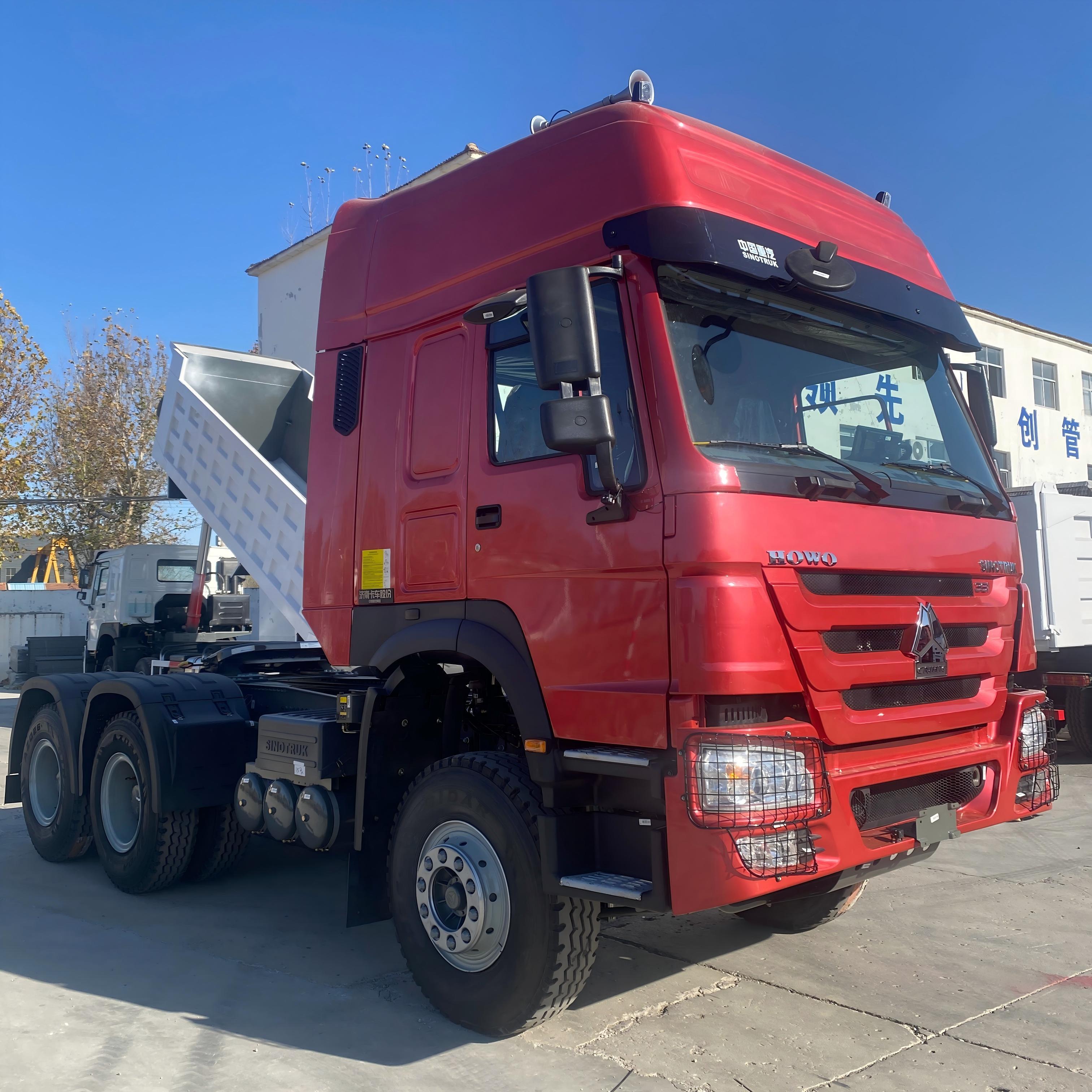 Groupement national chinois de camions lourds HOWO 6 × 4 371 chevaux, tracteur d'entretien d'occasion (rouge)