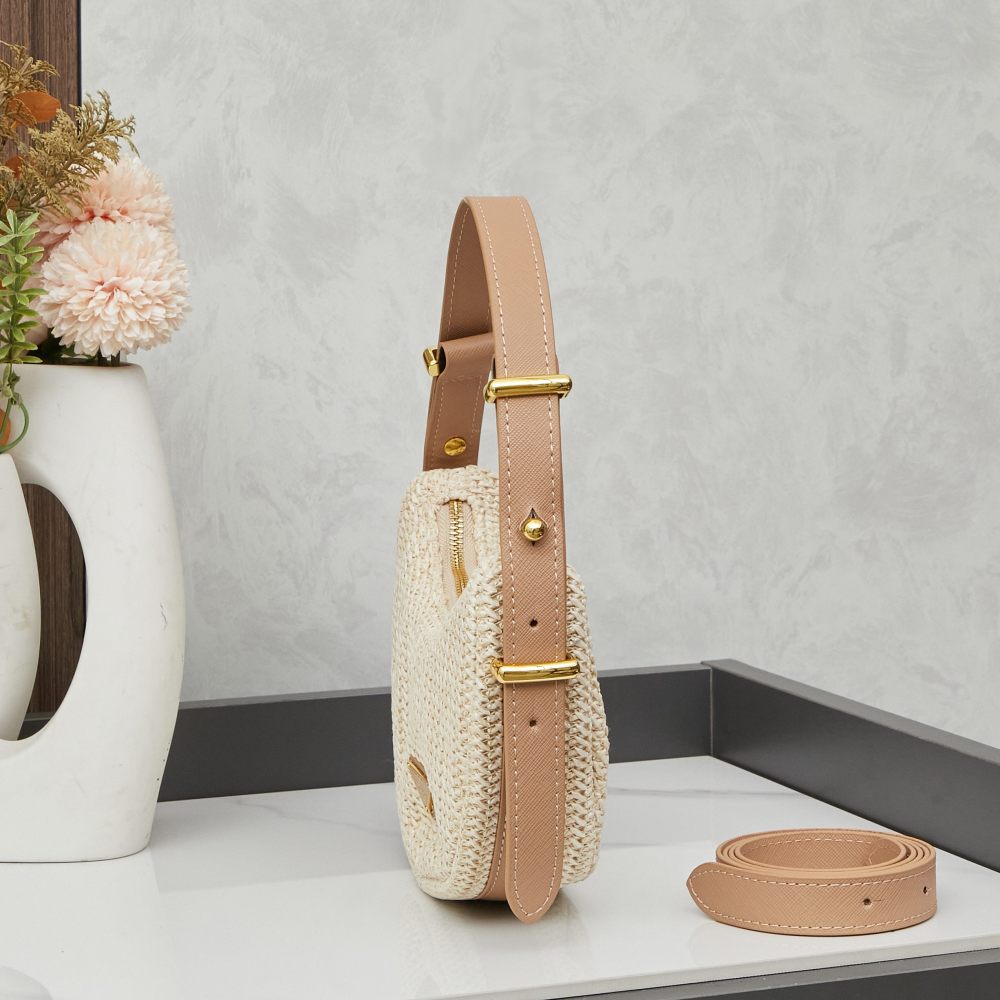 PRADA 【プラダ】 PRADA ラフィア編み アルケシリーズ ムーンバッグ（豌豆バッグ） レディース
