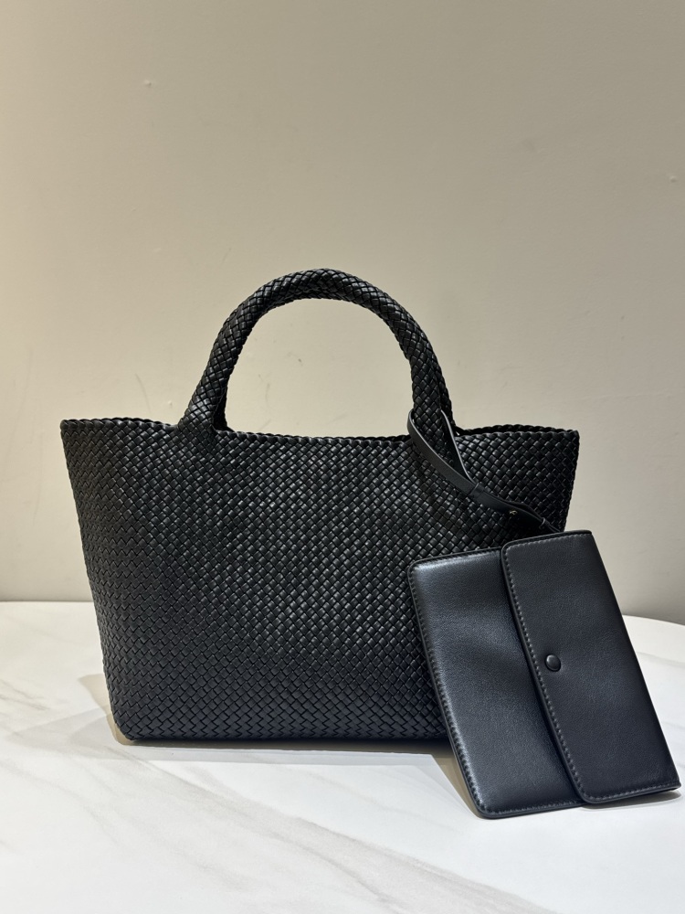 The Row Woven Tote 中号編み込みトートバッグ｜高級感のあるシンプルデザイン｜軽量で使いやすい｜ブラック