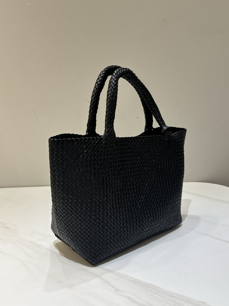 The Row Woven Tote 中号編み込みトートバッグ｜高級感のあるシンプルデザイン｜軽量で使いやすい｜ブラック