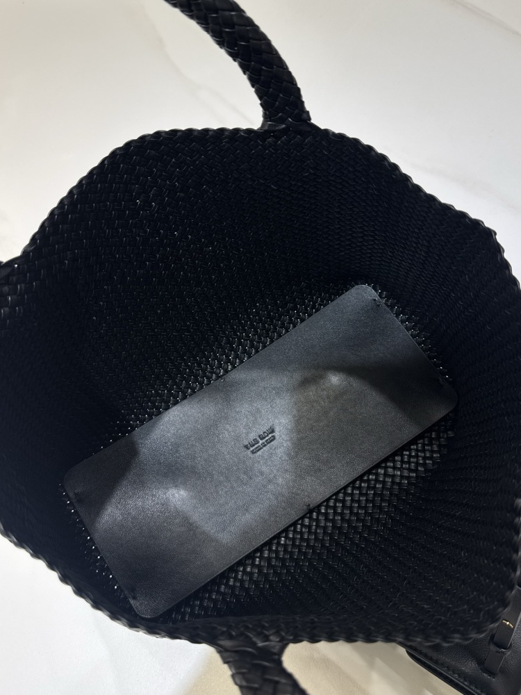 The Row Woven Tote 中号編み込みトートバッグ｜高級感のあるシンプルデザイン｜軽量で使いやすい｜ブラック