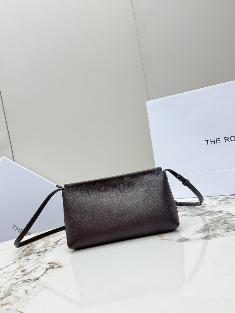 【新作】The Row 牛皮レディースショルダーバッグ｜シンプルでエレガント｜コンパクトなサイズ｜23x5x13cm｜ブラック