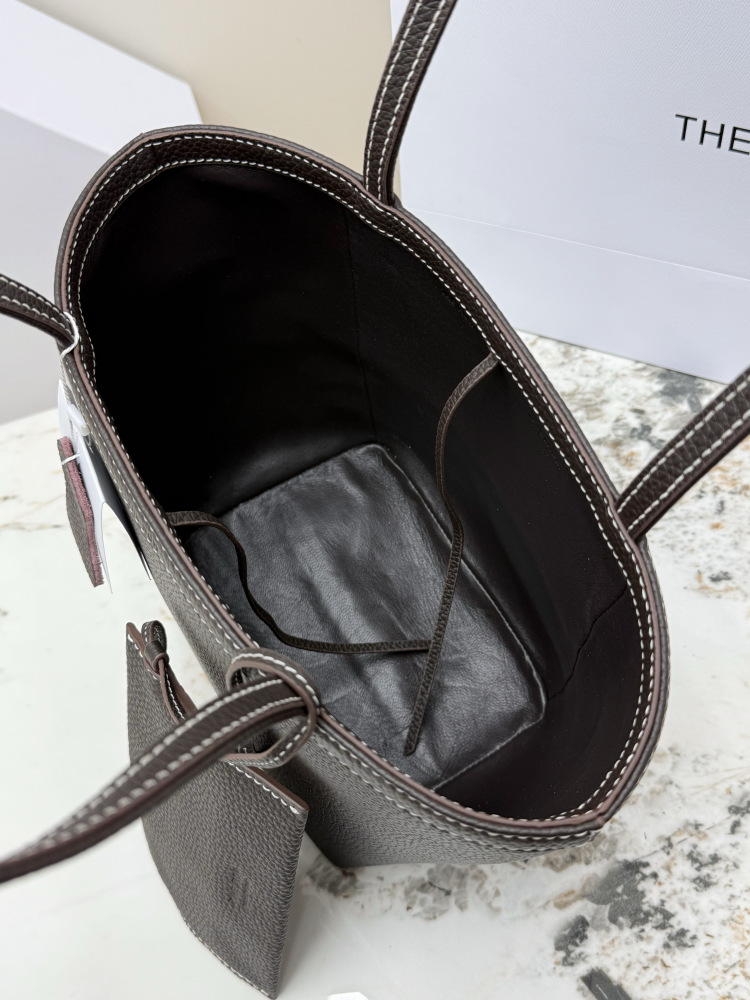 THE ROW Mini Park Tote 迷你粒面牛皮子母トートバッグ（グレー）小号コピー通勤用バッグ
