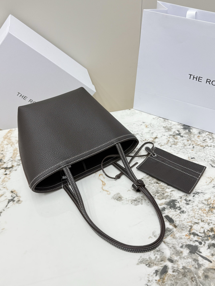 THE ROW Mini Park Tote 迷你粒面牛皮子母トートバッグ（グレー）小号コピー通勤用バッグ