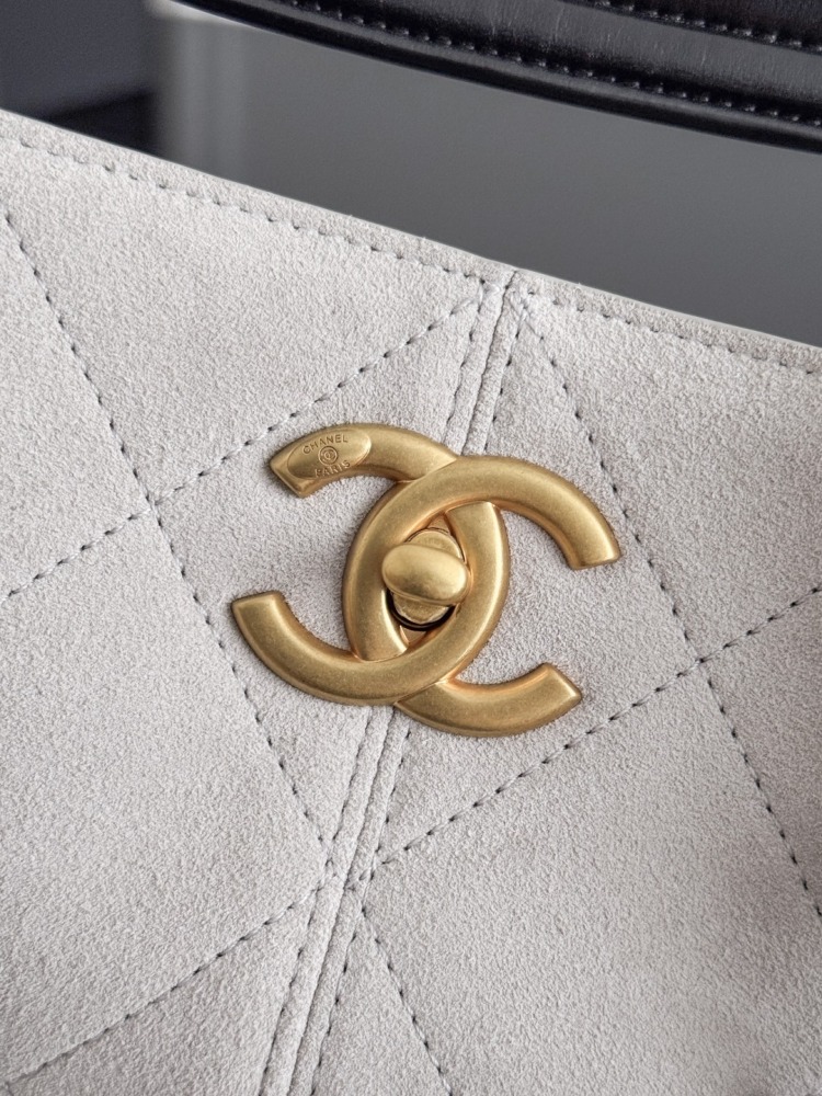 CHANEL（シャネル）25A シリーズ スエード＆レザー コンビ Hobo バケツバッグ グレー コピー品
