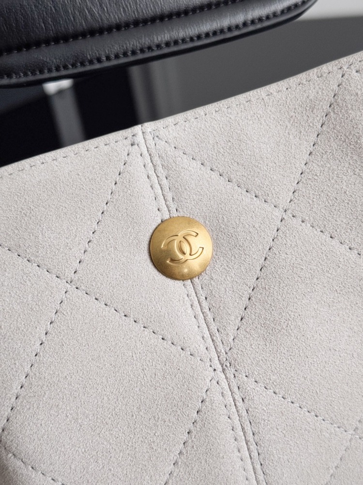 CHANEL（シャネル）25A シリーズ スエード＆レザー コンビ Hobo バケツバッグ グレー コピー品