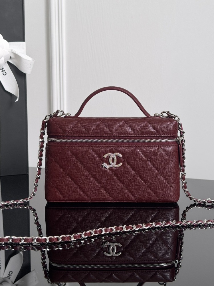 CHANEL（シャネル）25B コメットシリーズ 長方形コスメポーチ ボルドー リザードレザー コピー品