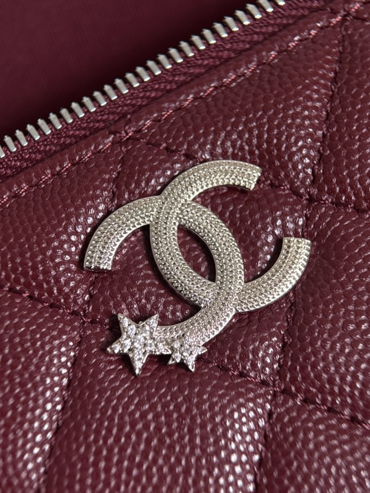 CHANEL（シャネル）25B コメットシリーズ 長方形コスメポーチ ボルドー リザードレザー コピー品