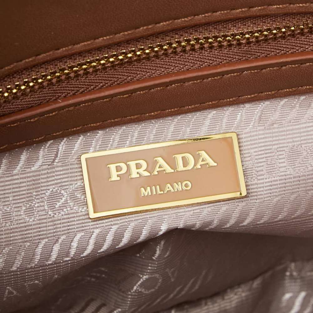 Prada（プラダ）Galleria（ガレリア）シリーズ 草編み刺繍限定ミニバッグ ブラウン コピー品