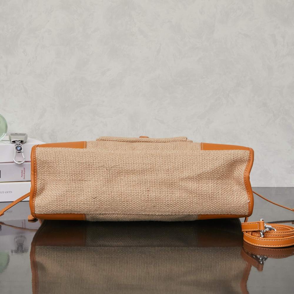 Prada（プラダ）Bonnie（ボニー）リネンレザー コンビ トートバッグ ブラウン コピー品