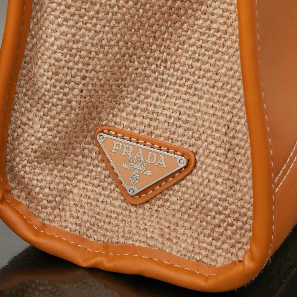 Prada（プラダ）Bonnie（ボニー）リネンレザー コンビ トートバッグ ブラウン コピー品