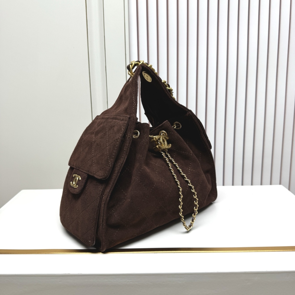 Chanel（シャネル）25C マットカーフスキン Hobo 腋下バッグ 小型 30x26x14cm ダークレッド コピー品