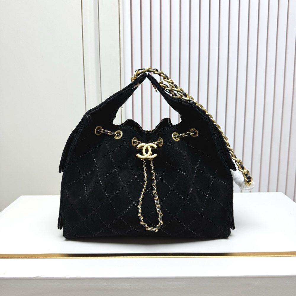 Chanel（シャネル）25C マットカーフスキン Hobo 腋下バッグ 小型 30x26x14cm ブラック コピー品