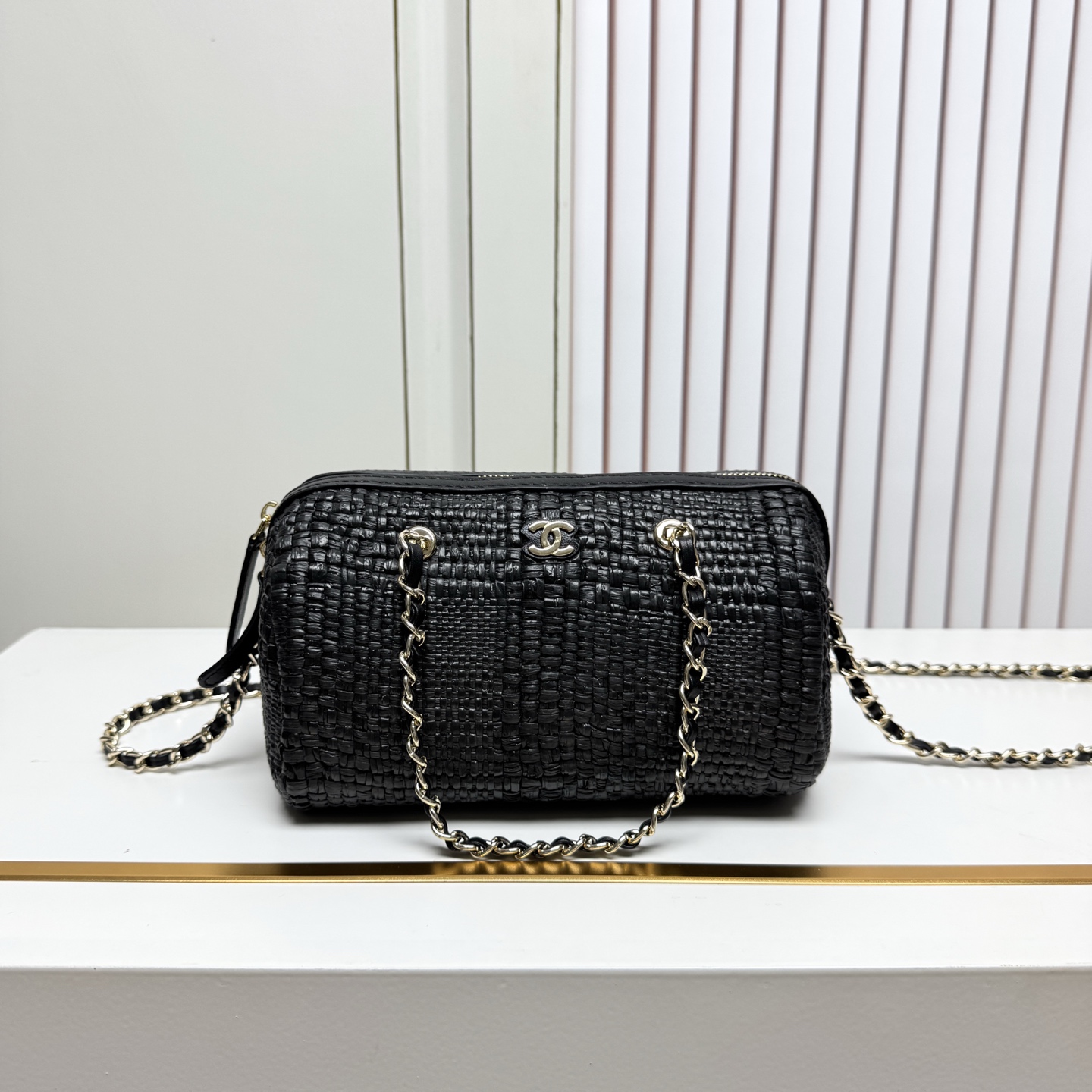 Chanel（シャネル）26C ラフィアボウリングバッグ 20x11.5x11cm
