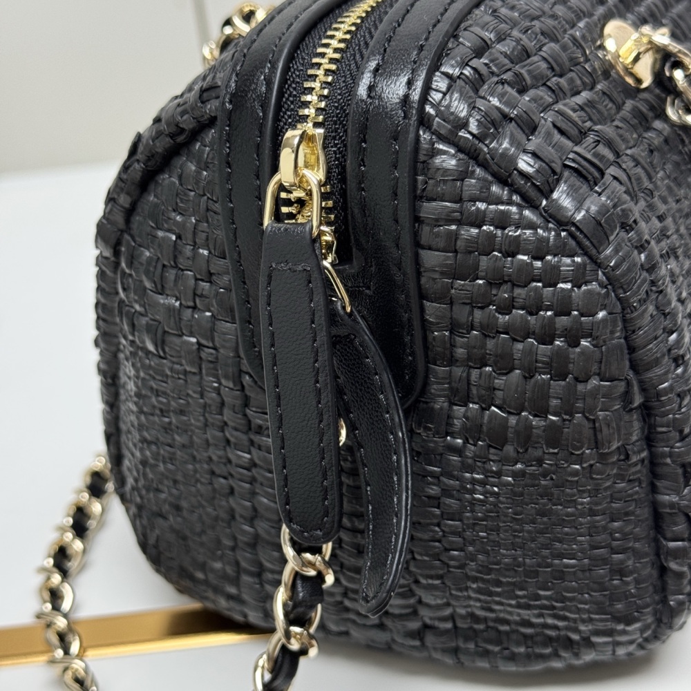 Chanel（シャネル）26C ラフィアボウリングバッグ 20x11.5x11cm ブラック コピー品