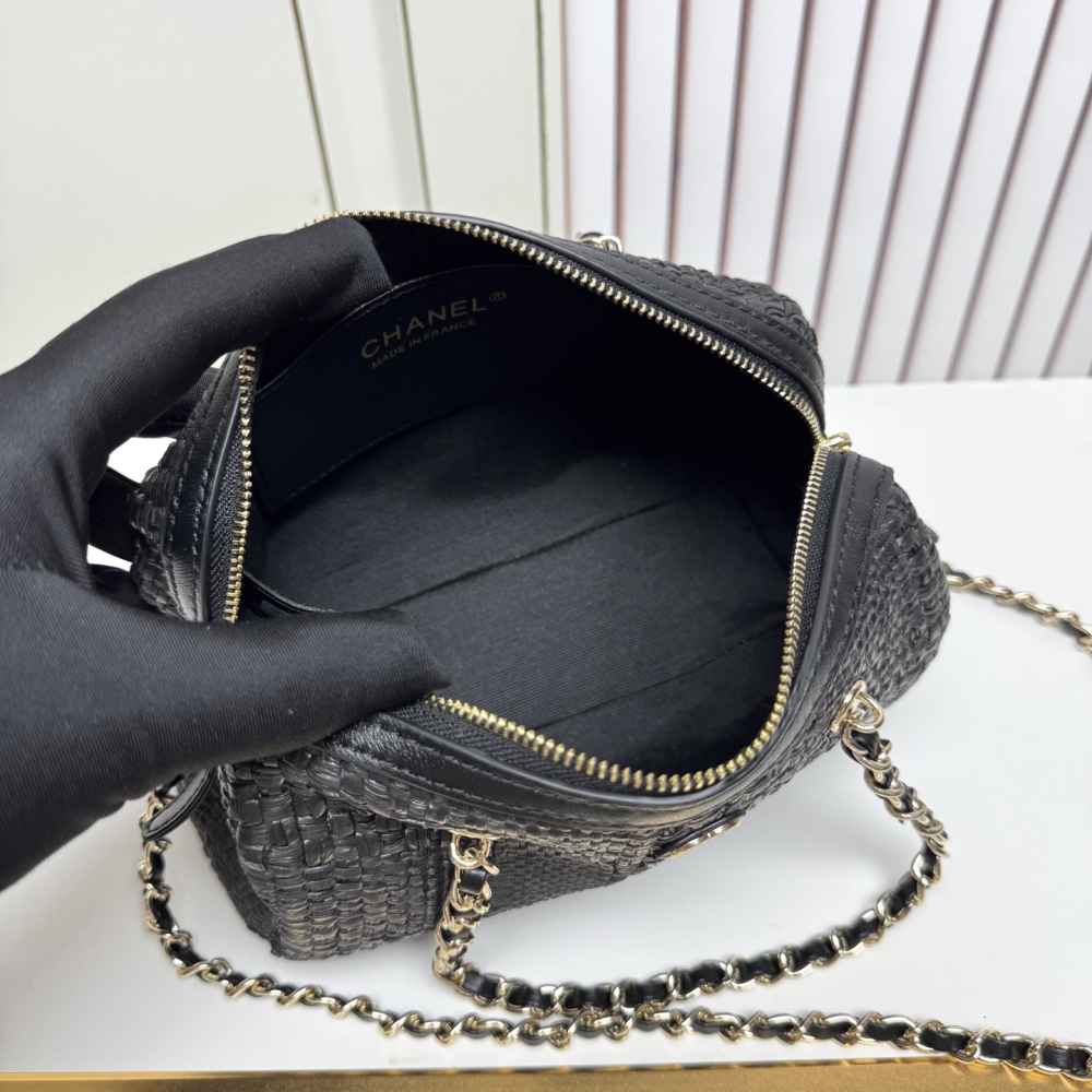 Chanel（シャネル）26C ラフィアボウリングバッグ 20x11.5x11cm ブラック コピー品