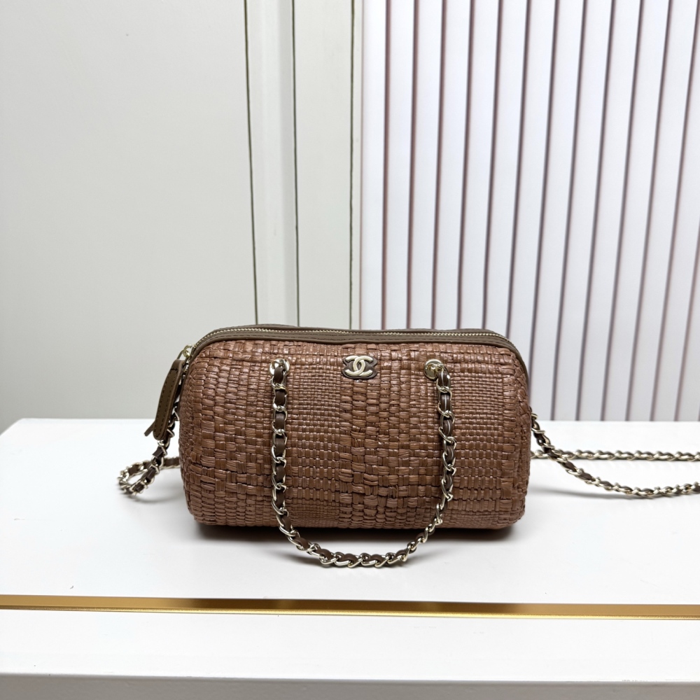 Chanel（シャネル）26C ラフィアボウリングバッグ 20x11.5x11cm ダークブラウン コピー品