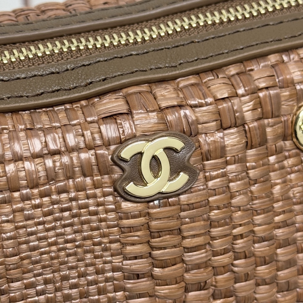 Chanel（シャネル）26C ラフィアボウリングバッグ 20x11.5x11cm ダークブラウン コピー品