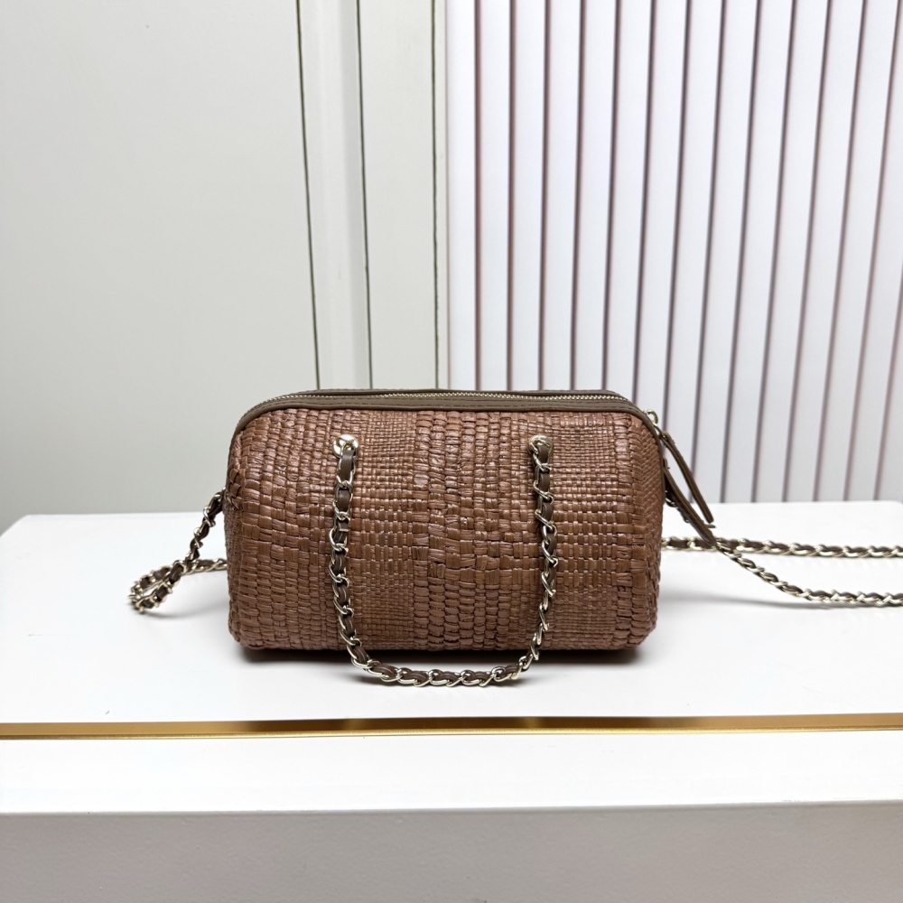 Chanel（シャネル）26C ラフィアボウリングバッグ 20x11.5x11cm ダークブラウン コピー品