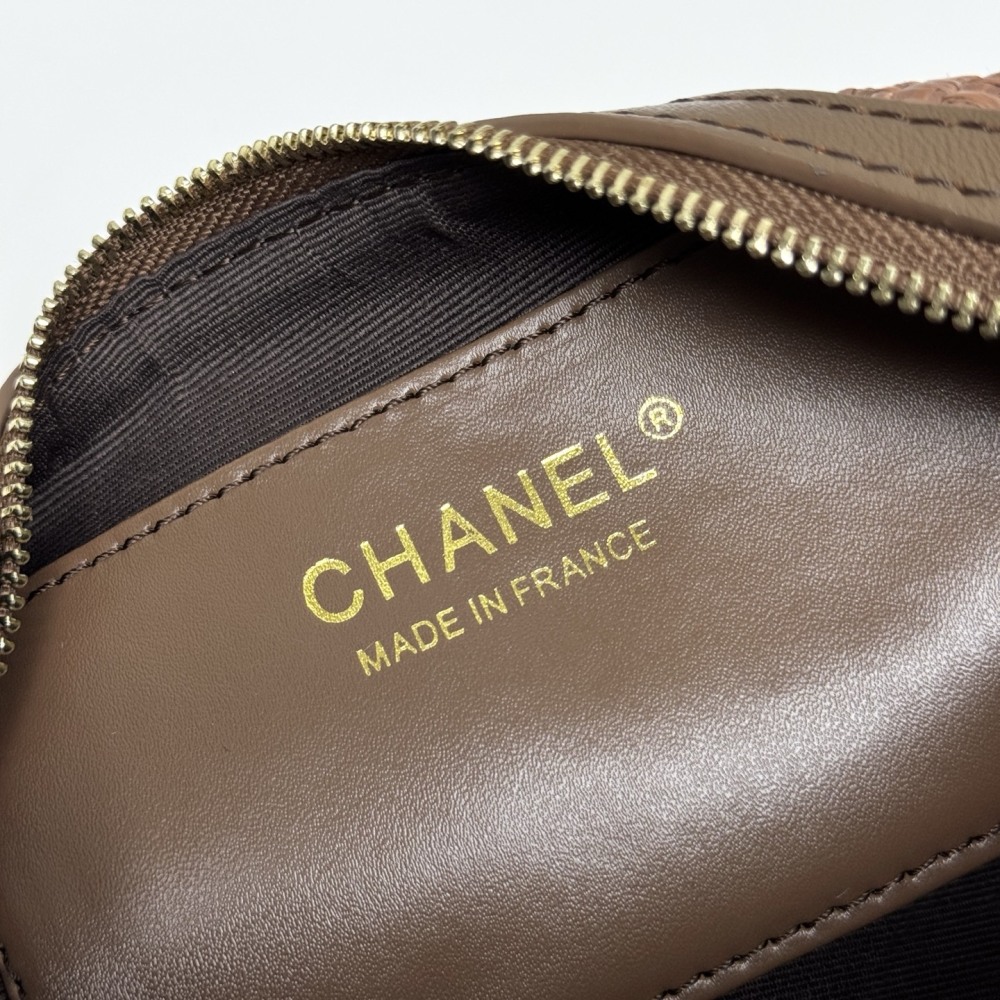 Chanel（シャネル）26C ラフィアボウリングバッグ 20x11.5x11cm ダークブラウン コピー品