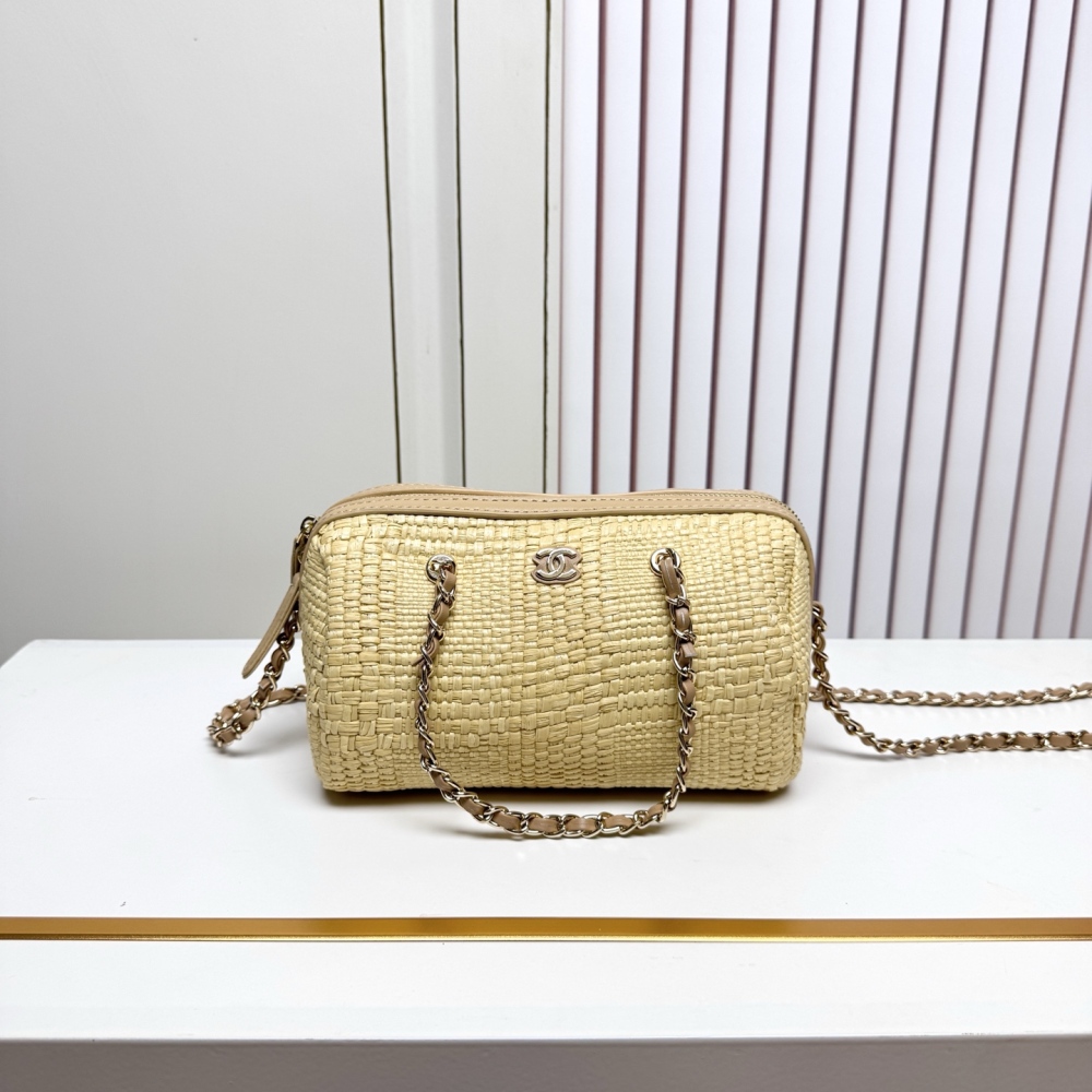 Chanel（シャネル）26C ラフィアボウリングバッグ 20x11.5x11cm ベージュ コピー品