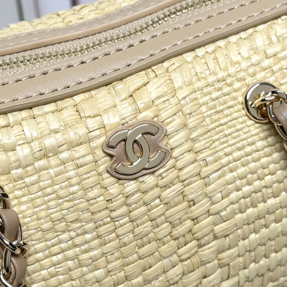 Chanel（シャネル）26C ラフィアボウリングバッグ 20x11.5x11cm ベージュ コピー品