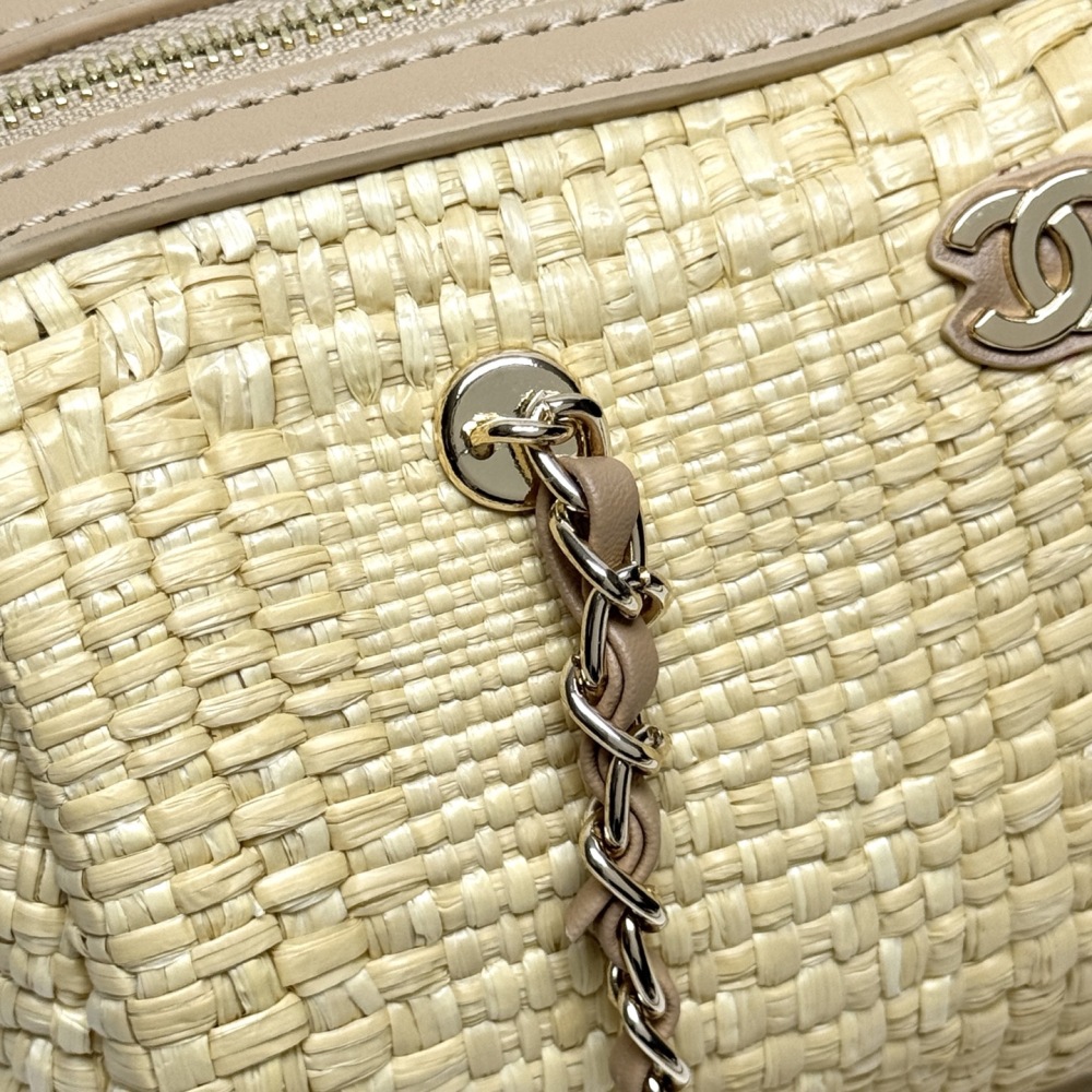 Chanel（シャネル）26C ラフィアボウリングバッグ 20x11.5x11cm ベージュ コピー品