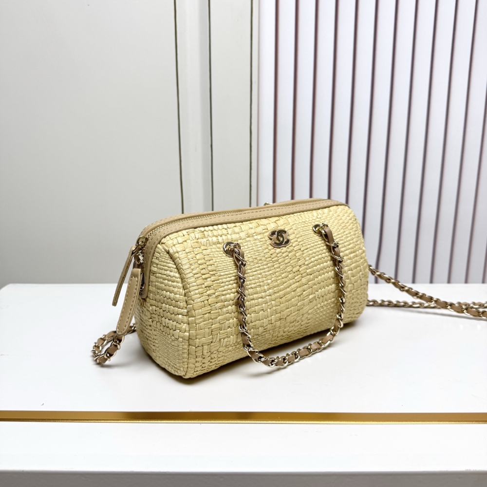 Chanel（シャネル）26C ラフィアボウリングバッグ 20x11.5x11cm ベージュ コピー品