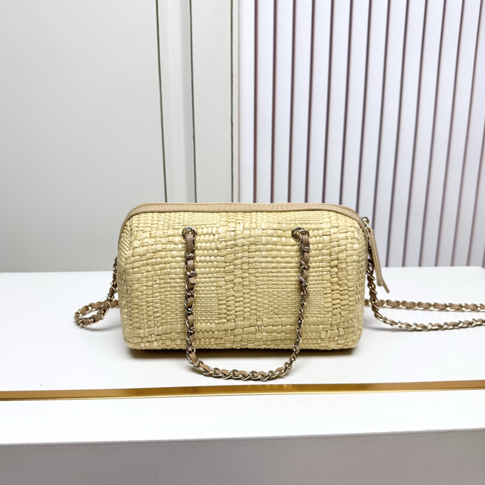 Chanel（シャネル）26C ラフィアボウリングバッグ 20x11.5x11cm ベージュ コピー品