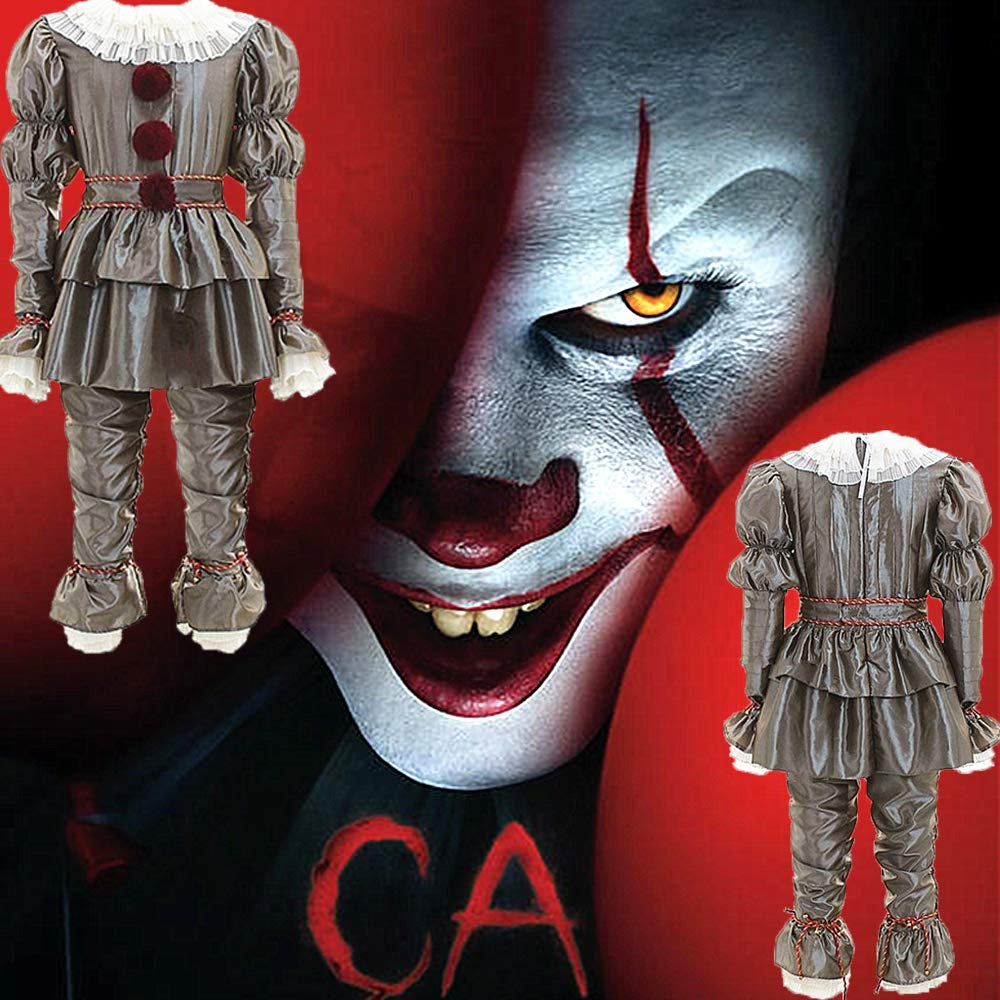 Adult IT Pennywise Costume, Horror Clown Cosplay Suit, Stephen King Halloween Outfit for Men & Women