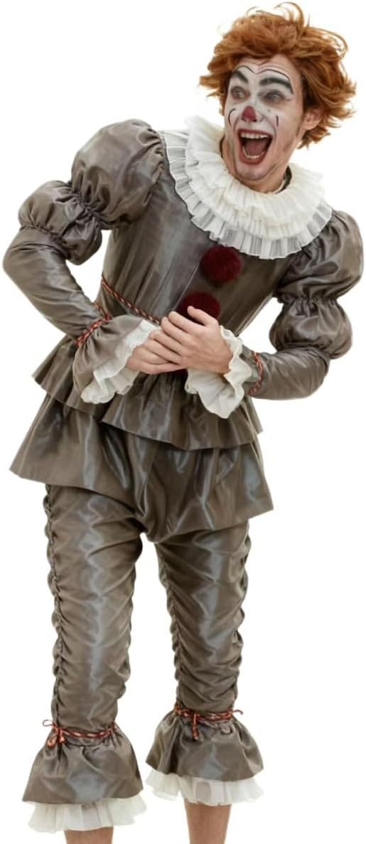 Adult IT Pennywise Costume, Horror Clown Cosplay Suit, Stephen King Halloween Outfit for Men & Women