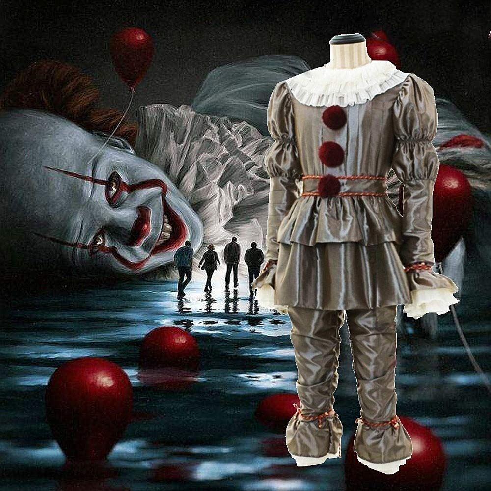 Adult IT Pennywise Costume, Horror Clown Cosplay Suit, Stephen King Halloween Outfit for Men & Women