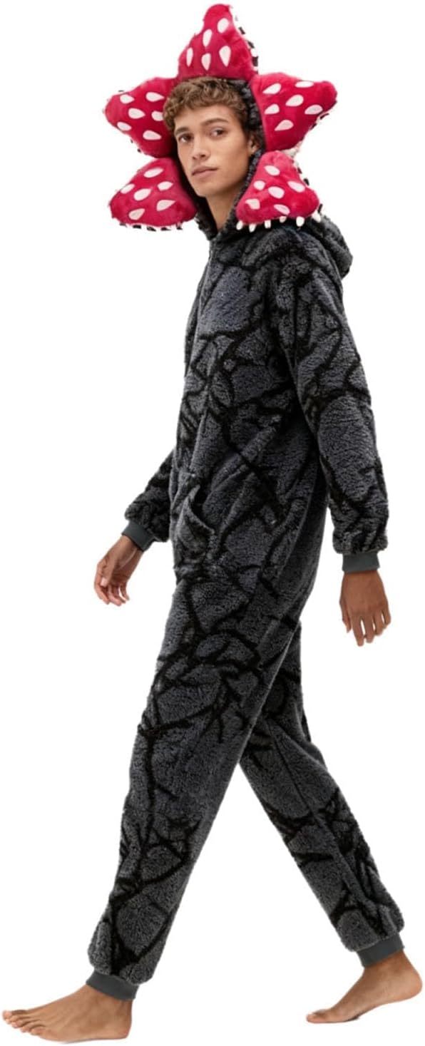 Stranger Things Demogorgon Onesie Pajamas, Upside‑Down Carnivorous Plant Cosplay Jumpsuit, Unisex Halloween Fleece Sleepwear Costume