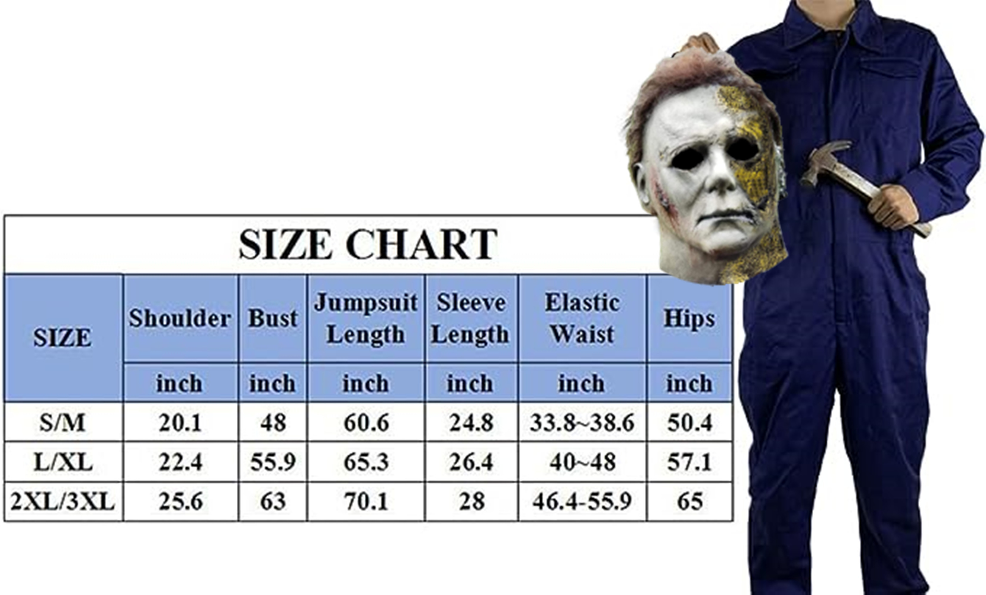 Michael Myer Costume for Adult，Halloween Cosplay Horror Killer costume Props