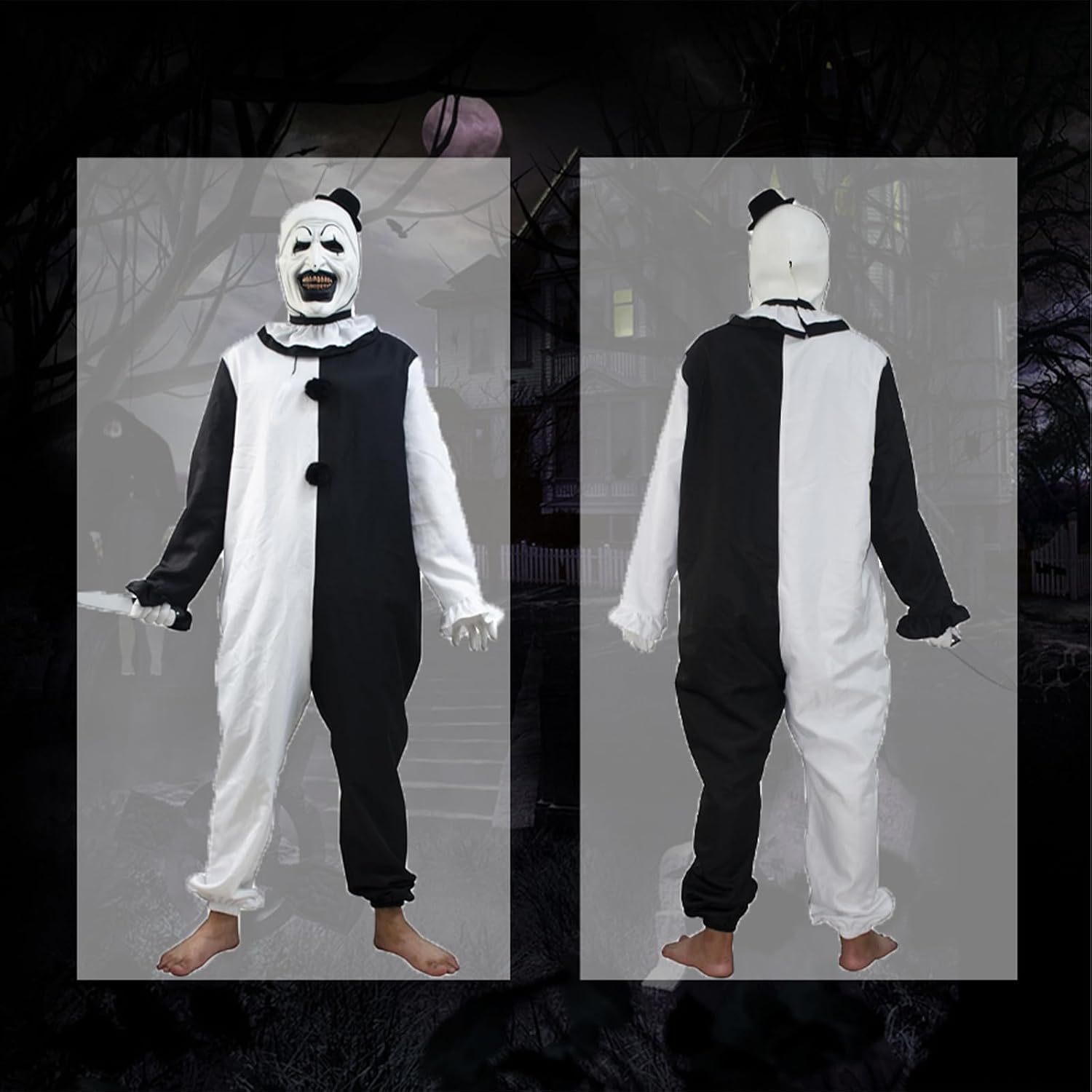 Killer Clowns Cosplay Costume for Horror Movies Scene-Stealer Skin-Tight Halloween Outfit