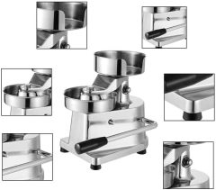 Manual Hamburger Patty Maker Aluminum Body Stainless Steel Handle Compact Burger Press