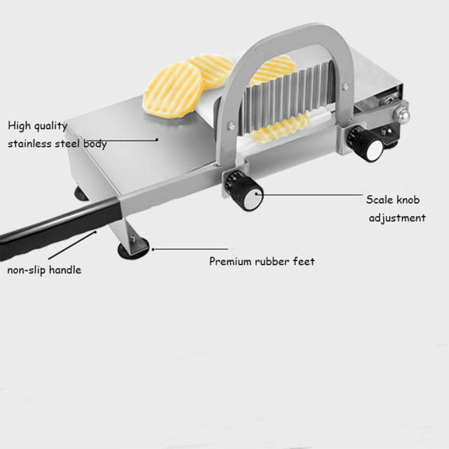 Manual Wavy French Fry Slicer Durable Stainless Steel Potato Cutter