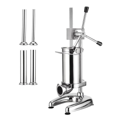 Vertical Sausage Stuffer Manual Gear Handle Stainless Steel 4 Nozzles Commercial