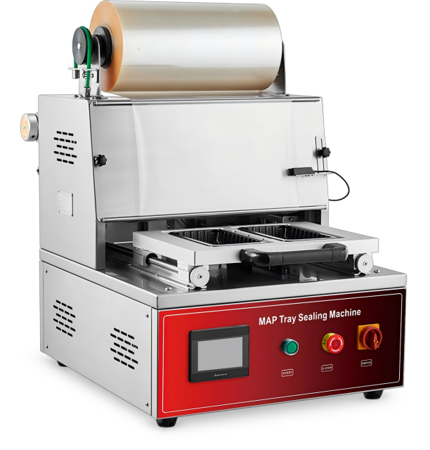 DQ400T-E Tabletop MAP Tray Packaging Machine 5-6 Cycles Min Output