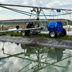 Four-Wheel Linear Move Irrigation System with GPS Guidance and Fertigation Tank