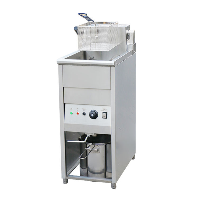 E-DZ-12F Electric Fryer 4kW Compact Stand with Oil Filtration for Snack Bars
